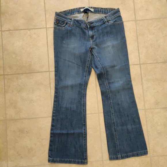 Gap Maternity women's size 10R blue denim jeans ultra low rise bootcut zip up - Picture 2 of 6